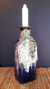 Indigo Blue Candle Holder  / Vase - Art by Mary S