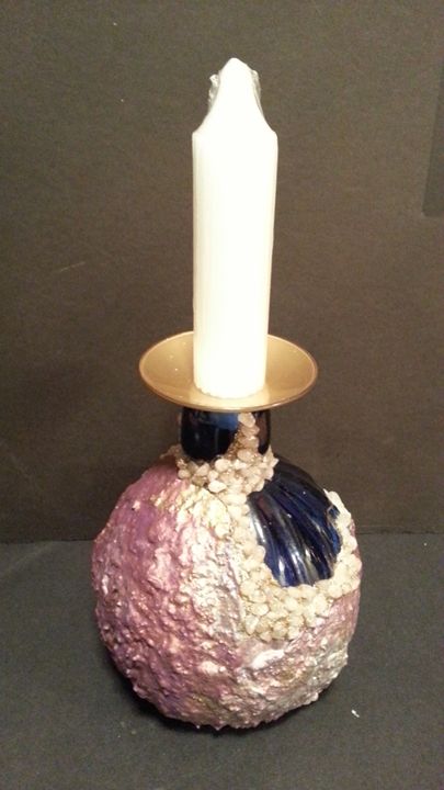 Indigo  Blue  vase / candle  holder - Art by Mary S