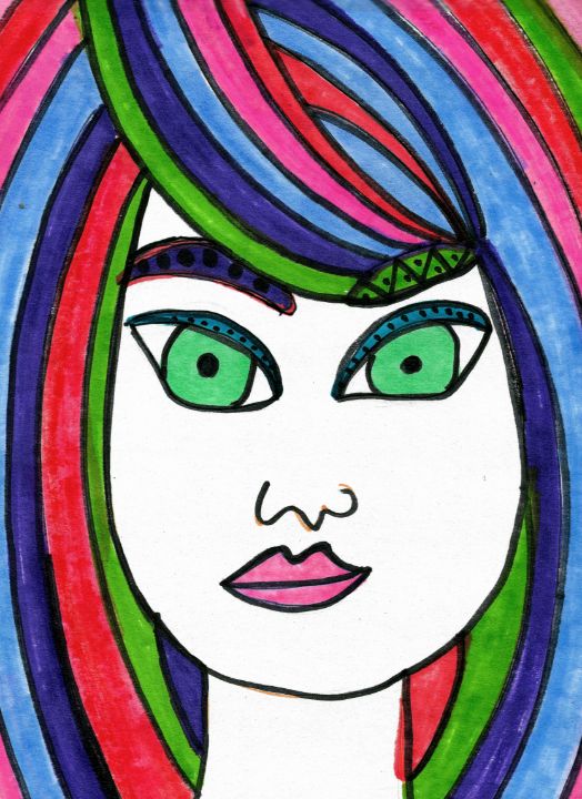 Girl with colorful streaks geree s gallery paintings prints