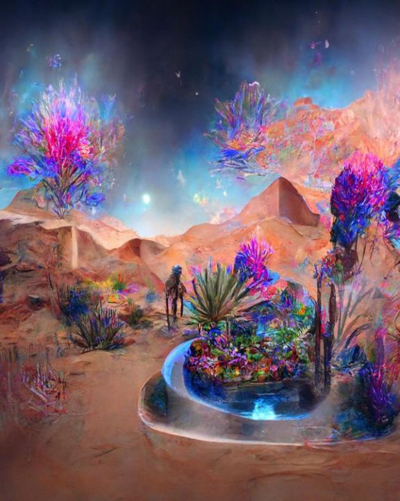 Desert Neon Cactus Landscape - Latifahafital Designs