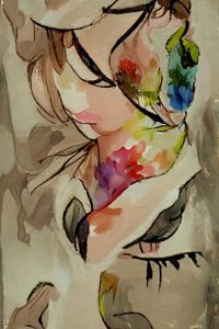 Sad Girl Watercolor
