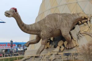 Dinosaur with Santa Hat Breaks Loose - Nina LaMarca Artistic Photography