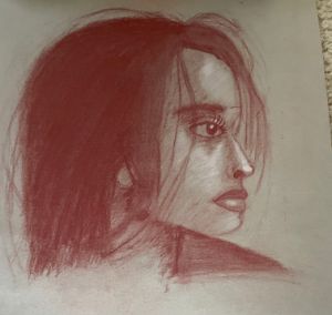 Charcoal Drawing, Original Drawing, Pencil Art, Drawing of a Girl