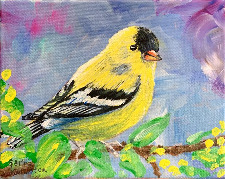 American offers Goldfinch Yellow Bird Watercolor Oil Painting Wall Art Print