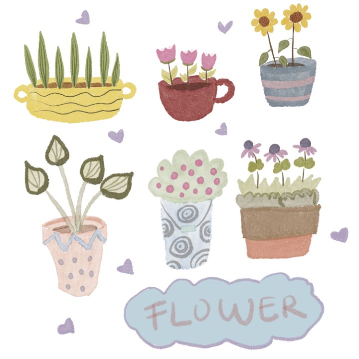 Flower Garden Sticker Set Wallart - colouristicme - Drawings ...
