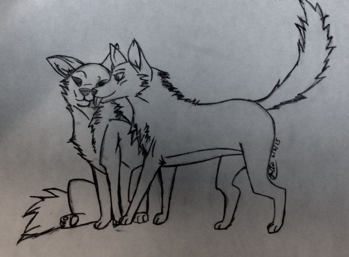 cute wolf love drawings