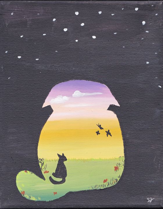 Cat and butterfly silhouette - EmmaKay's Creations - Paintings & Prints, Animals, Birds, & Fish, Cats & Kittens, Other Cats & Kittens - ArtPal Cat and butterfly silhouette - EmmaKay's Creations - Paintings & Prints, Animals, Birds, & Fish, Cats & Kittens, Other Cats & Kittens - ArtPal