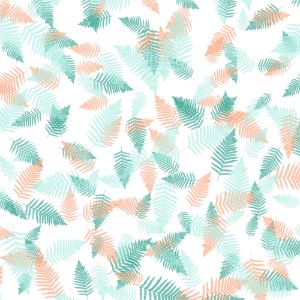 Fern leaf pattern - green, coral - PuzbieArts