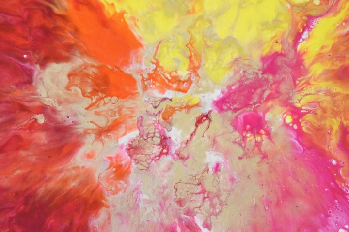 Warm colour abstract fluid acrylic - PuzbieArts