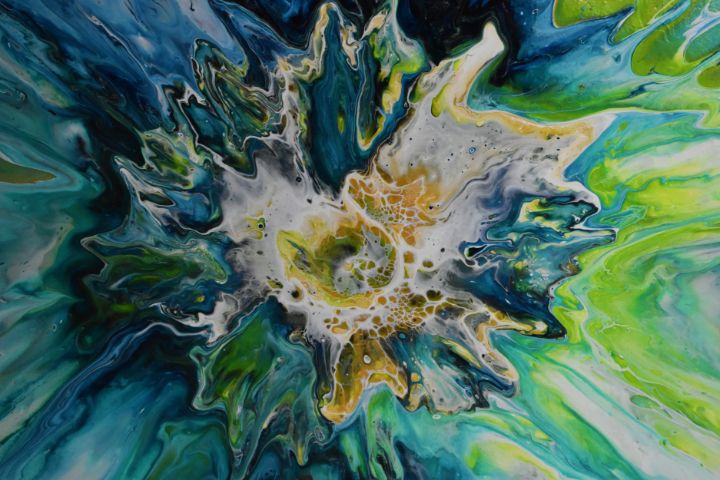 Green and Blue vortex abstract art - PuzbieArts