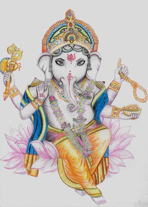 How to Draw Lord Ganesha with Oil pastels Part-2 | Easy Ganpati Drawing  step by step - YouTube