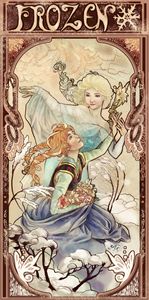 Frozen in the style of Alfonse Mucha