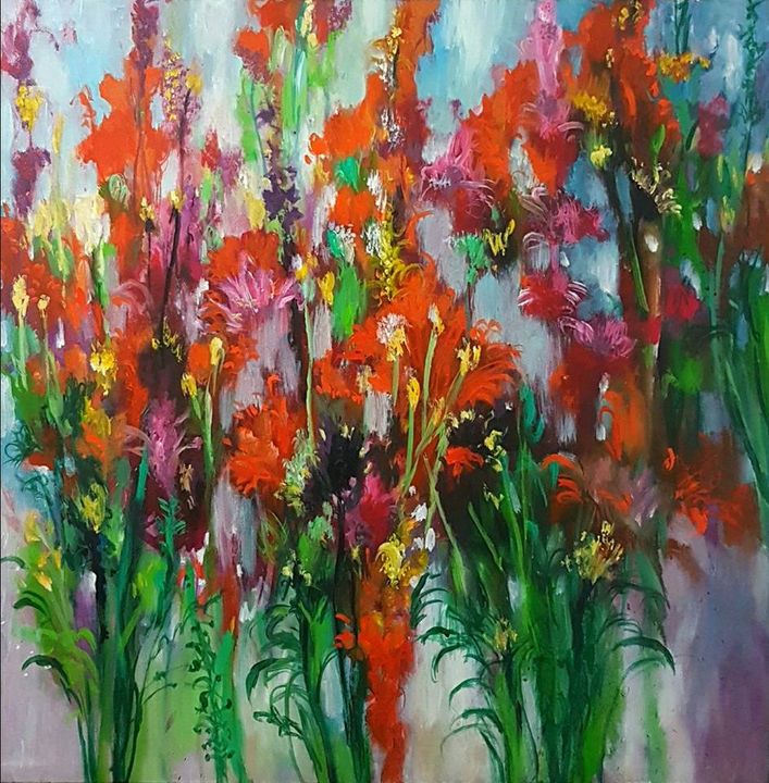 Row of Red Sword Lilies - Aartzy - Let's Talk Expressions