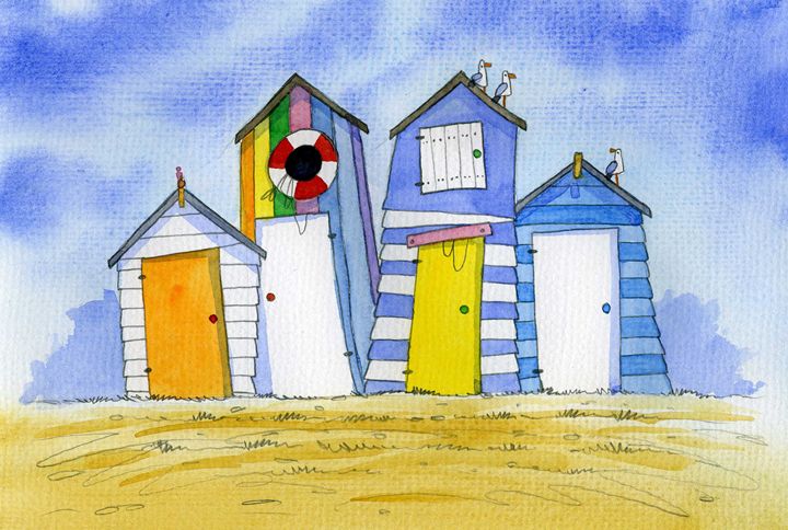 Beach Huts #3 - David Bailey Arts - Paintings & Prints, Landscapes ...