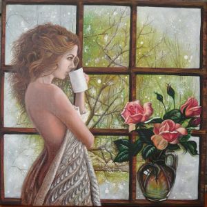 Woman to the window