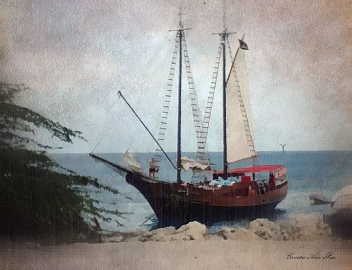 Jolly Pirate Ship Shore Docking - Art Creations By Ann Price