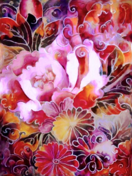 Japanese Peony Garden - Susan Maxwell Schmidt  Art on the Edge - Digital  Art, Flowers, Plants, & Trees, Flowers, Flowers I-Z, Peony - ArtPal
