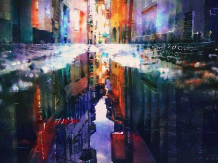 Reflecting on a Rainy Day - Susan Maxwell Schmidt  Art on the Edge - Digital  Art, Buildings & Architecture, City, Cities - ArtPal