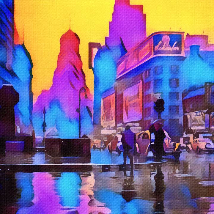 1940s Times Square Rain - Susan Maxwell Schmidt | Art on the Edge