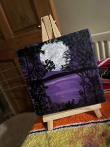 Handmade Purple Moonlight Painting
