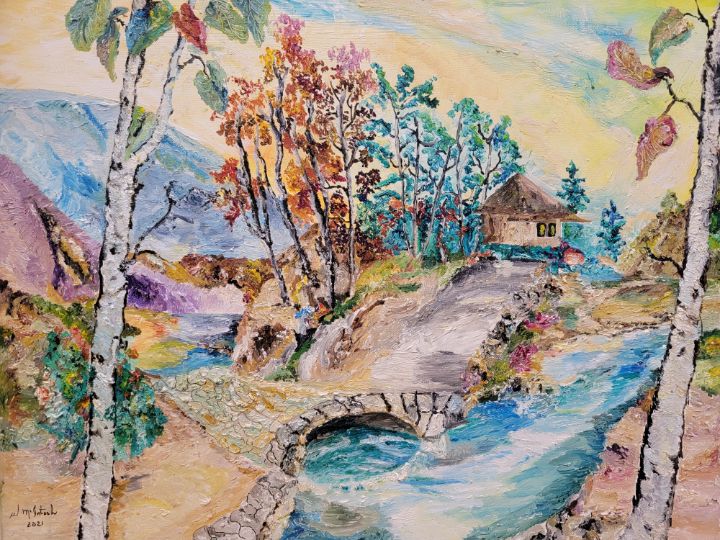 Autumn Hillside Cottage - Billy's Artwork