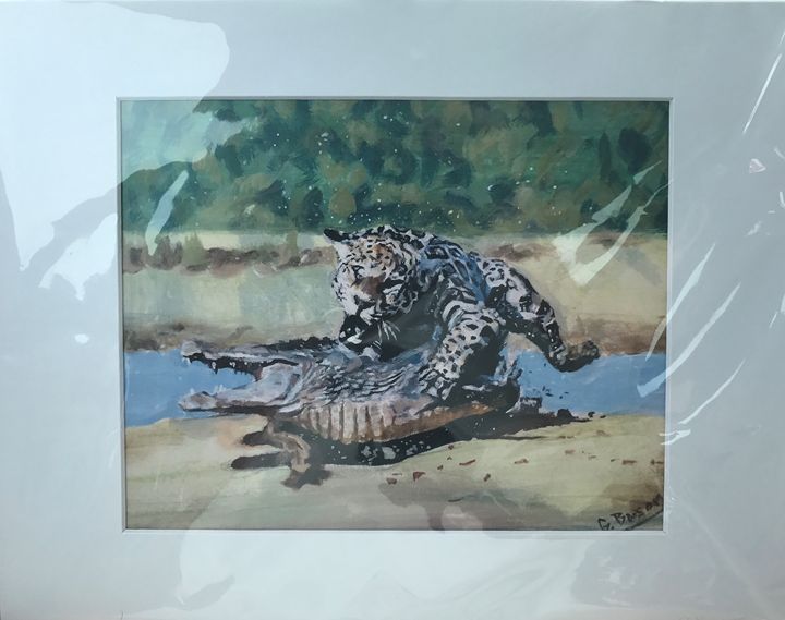 Jaguar and Caimen - George Bason Art