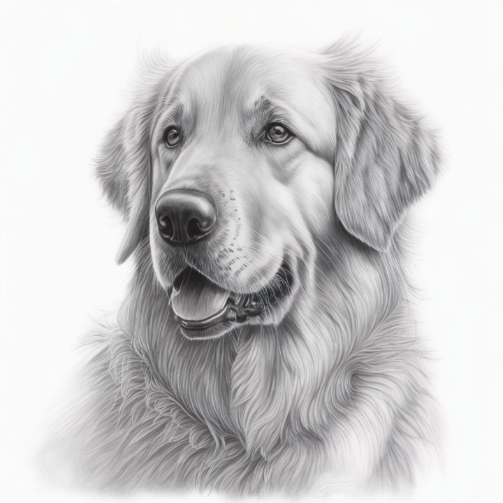 Vector cartoon portrait sketch drawing of a smiling yellow dog breed Golden  Retriever .Dog vector face. Stock Vector | Adobe Stock