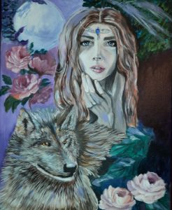 Girl with wolf