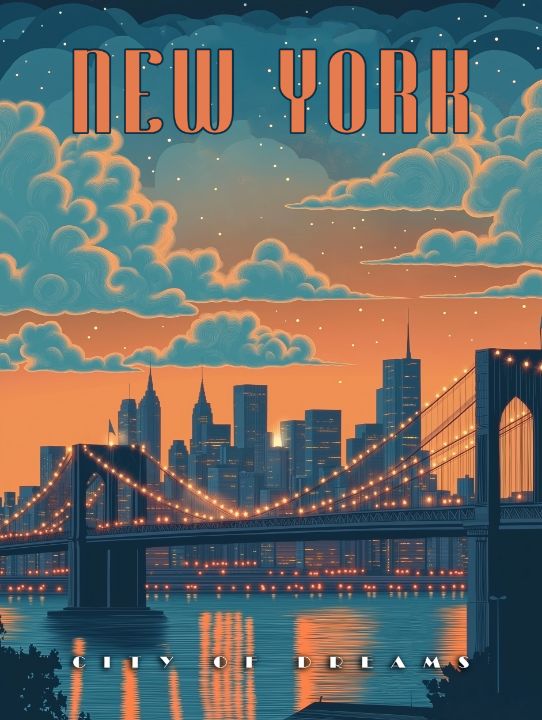 New York City - A Vintage Poster - Vintage Posters - Digital Art & AI ...
