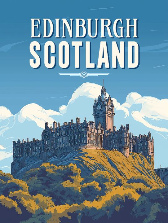 Vintage Edinburgh Scotland Poster - Vintage Posters - Digital Art & AI ...
