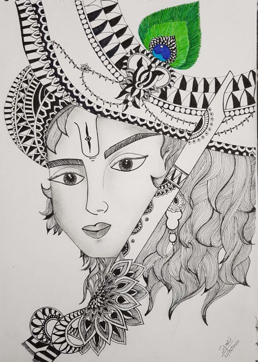 Krishna Sketch SVG Cut file by Creative Fabrica Crafts · Creative Fabrica