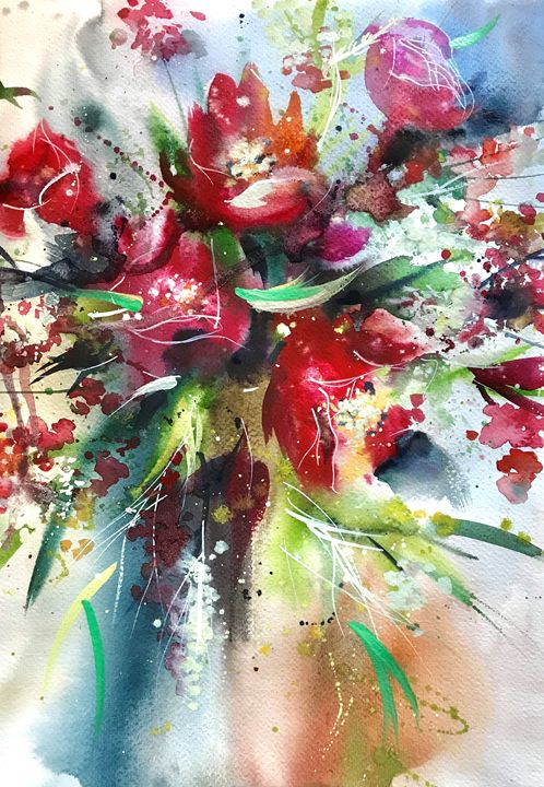Flying Bloom - Tatiana Vassi - Paintings & Prints, Flowers, Plants ...