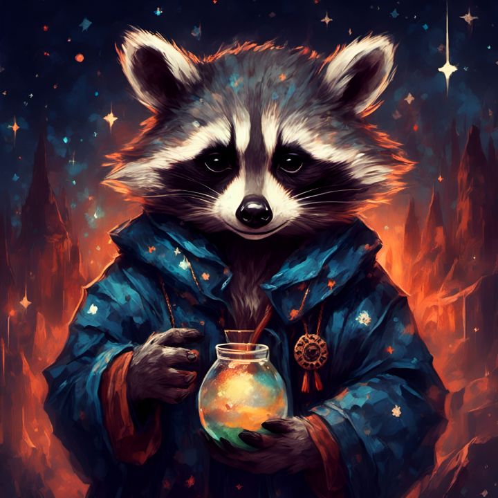 A Magical Raccoon - Angelandspot - Digital Art & AI, Fantasy ...