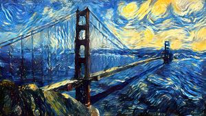 The Starry Golden Gate - Aquarius Arts - Paintings & Prints