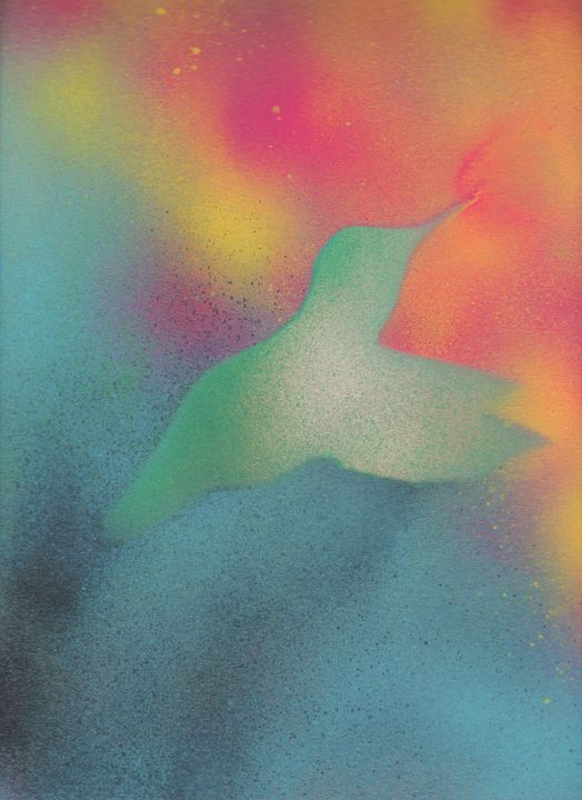 Hummingbird Print Abstract Bird Art - Buttercup's Art and Collectables