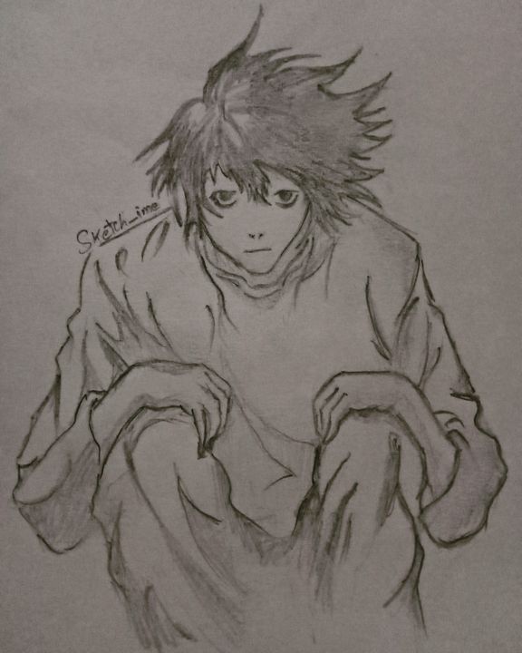 Deathnote: L Lawliet - Sketch_ime - Paintings & Prints, People & Figures,  Animation, Anime, & Comics, Anime - ArtPal