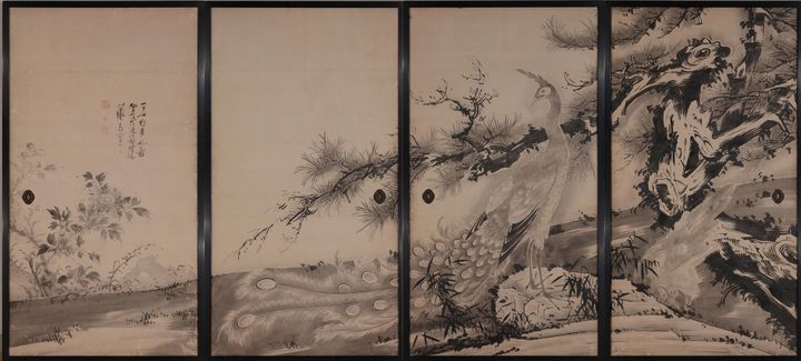 Soga Shōhaku~Pine Tree and Peacock, - Canvas printing - Paintings & Prints,  Ethnic, Cultural, & Tribal, African American - ArtPal