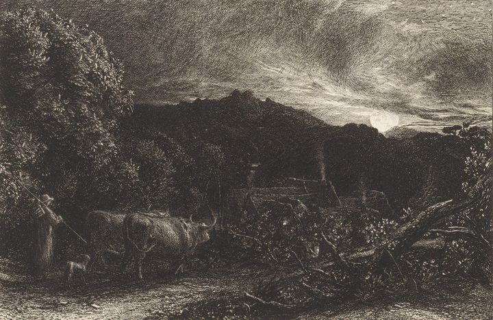 Samuel Palmer~The Weary Ploughman, o - Canvas printing - Paintings