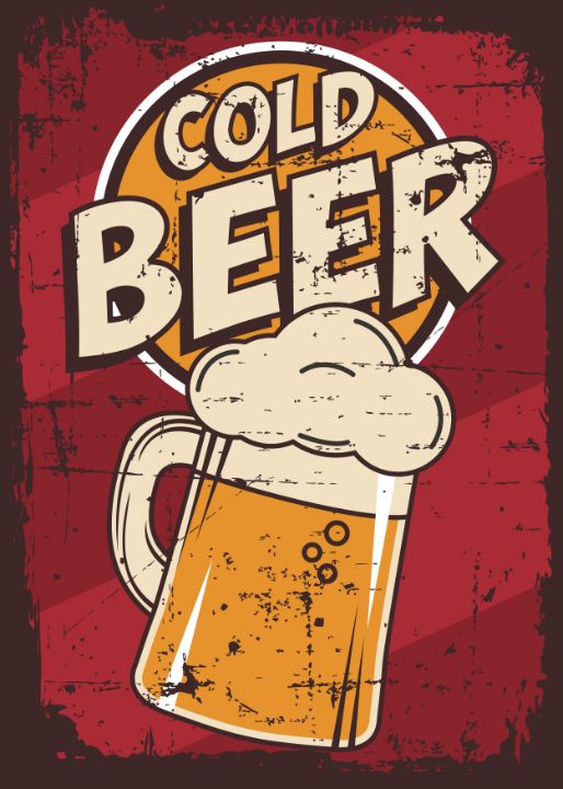 ice cold beer good friends metal sign — MUSEUM OUTLETS
