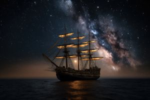 Pirate Ship Night Sky