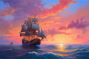 Pirate Ship at Twilight