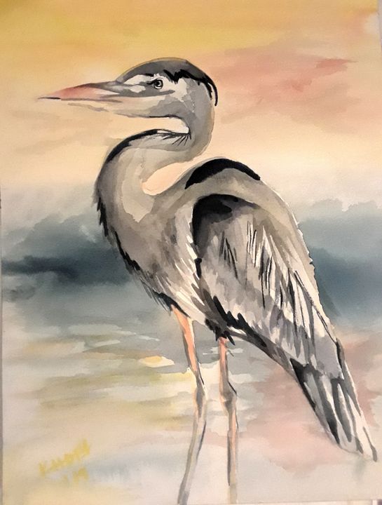 Gray Heron - Kristal Melody Art
