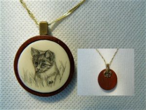 Pendant with Scrimshaw Kitten - B Bradford Art