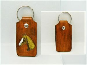 Horse Head Brown Leather Key Chain - B Bradford Art