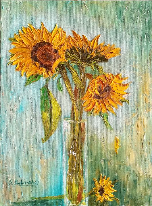 Sunflowers original acrylic painting on stretched canvas