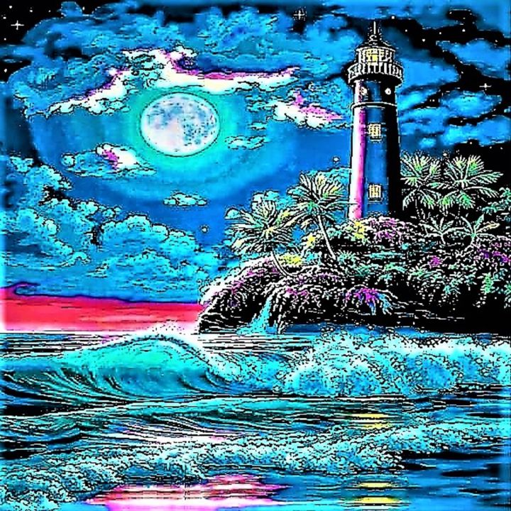 Lighthouse Night Moon - World Luxury Treasures