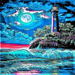 Lighthouse Night Moon