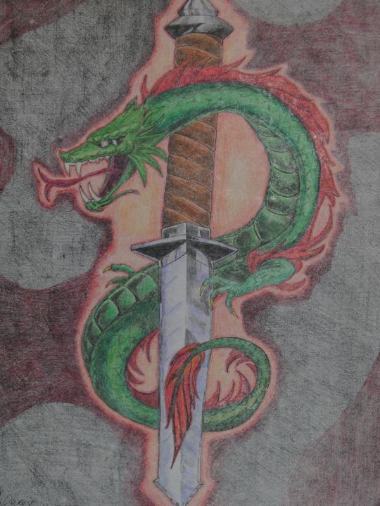 Dragon wrapping around sword by damnedboy on DeviantArt