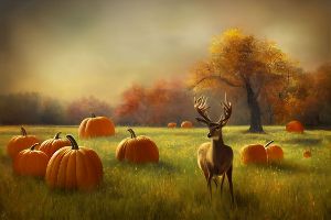 Deer in a Land of Giant Pumpkins