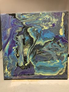 Green Blue And Black Pour Painting